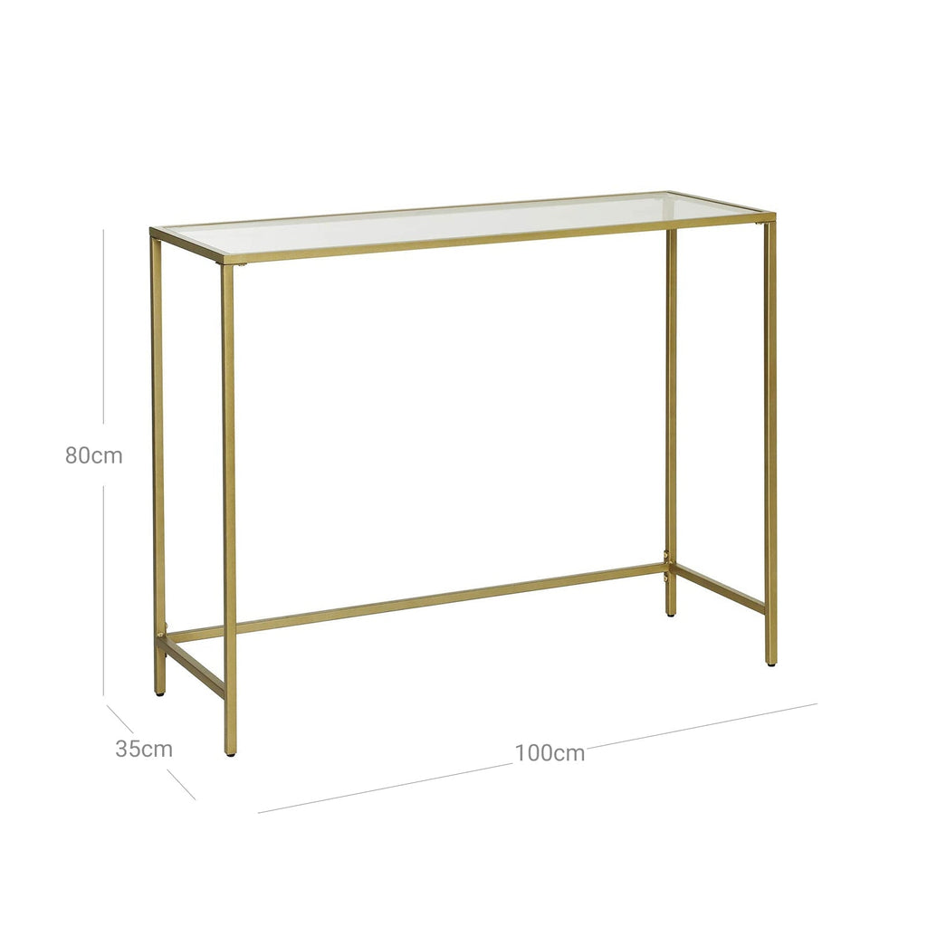 Consoletafel - Moderne bijzettafel - Glazen blad - Gouden frame