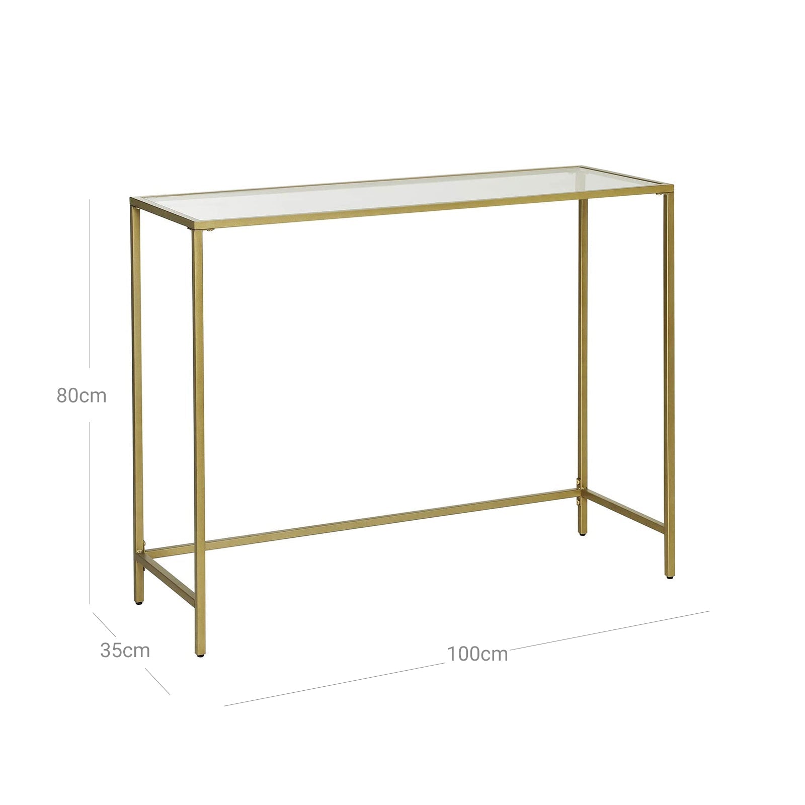Consoletafel - Moderne bijzettafel - Glazen blad - Gouden frame