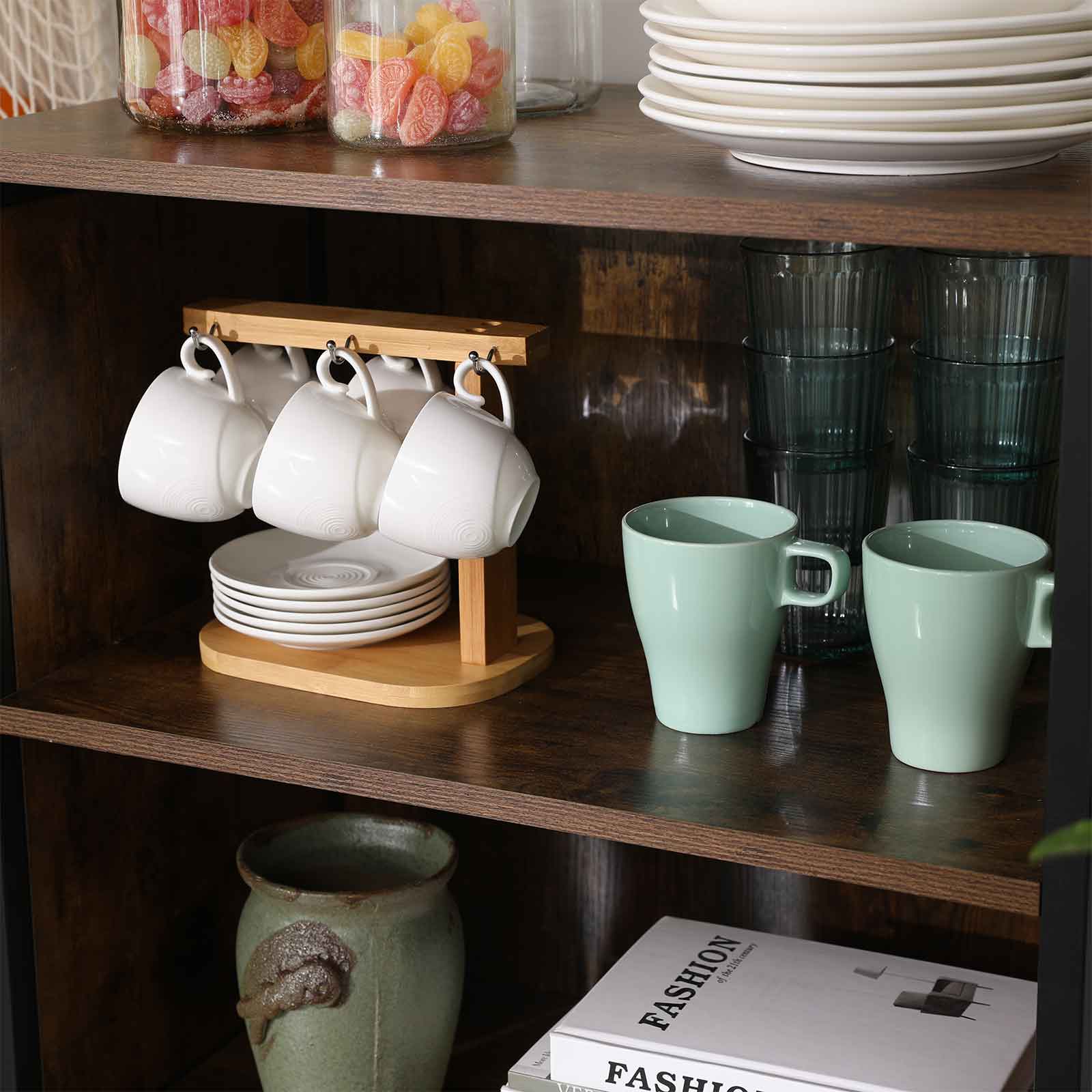 Boekenkast met 2 open en 2 verborgen vakken – Stalen frame – 60 x 35 x 125 cm – Met kantelbeveiliging