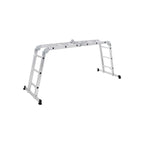 Multifunctionele ladder – aluminium – met 2 metalen platen – vouwbaar – 150 kg – zilver
