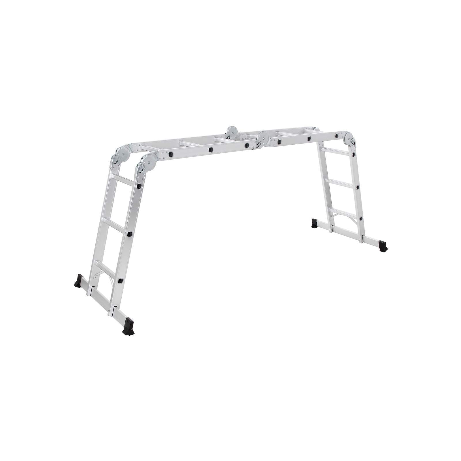 Multifunctionele ladder – aluminium – met 2 metalen platen – vouwbaar – 150 kg – zilver