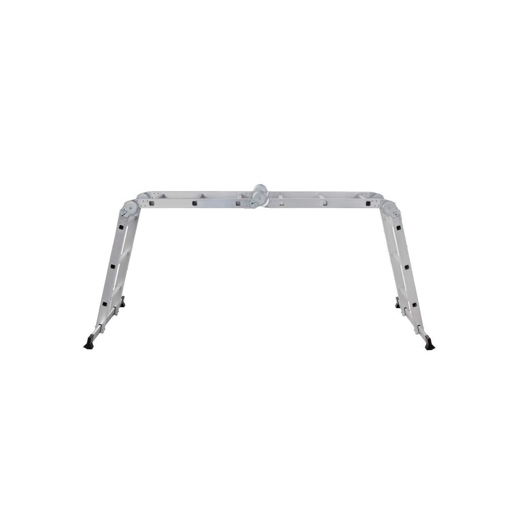Multifunctionele ladder – aluminium – met 2 metalen platen – vouwbaar – 150 kg – zilver