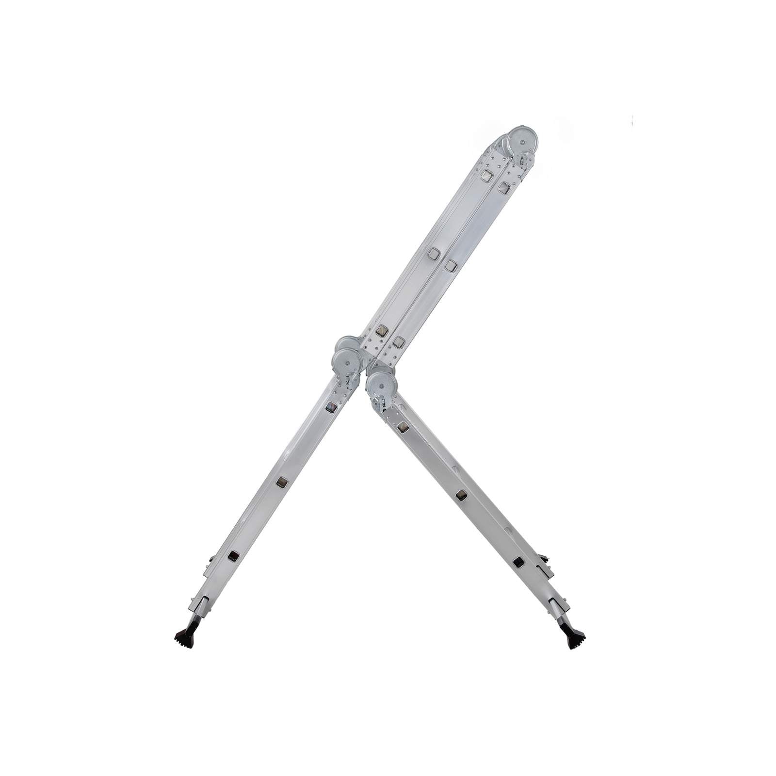 Multifunctionele ladder – aluminium – met 2 metalen platen – vouwbaar – 150 kg – zilver