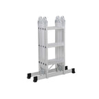 Multifunctionele ladder – aluminium – met 2 metalen platen – vouwbaar – 150 kg – zilver