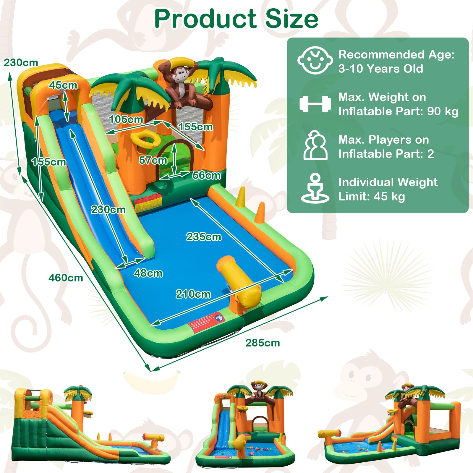 Tropisk – i vattenpark med rutschkana och basketbåge vattenpistol W fläkt – 7 1 680 – Färgglad