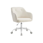 Bureaustoel Van Fluweel, In Hoogte Verstelbaar Cappuccino Beige-Wolkenwit