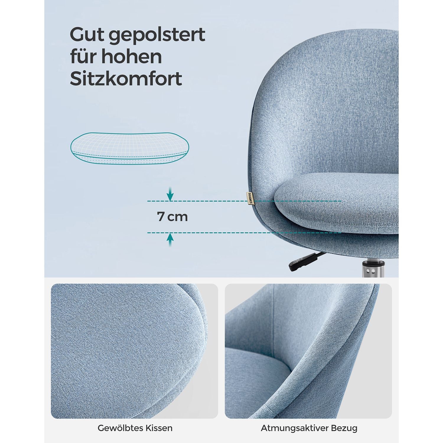 Draaistoel – comfortabele schuimvulling – blauw