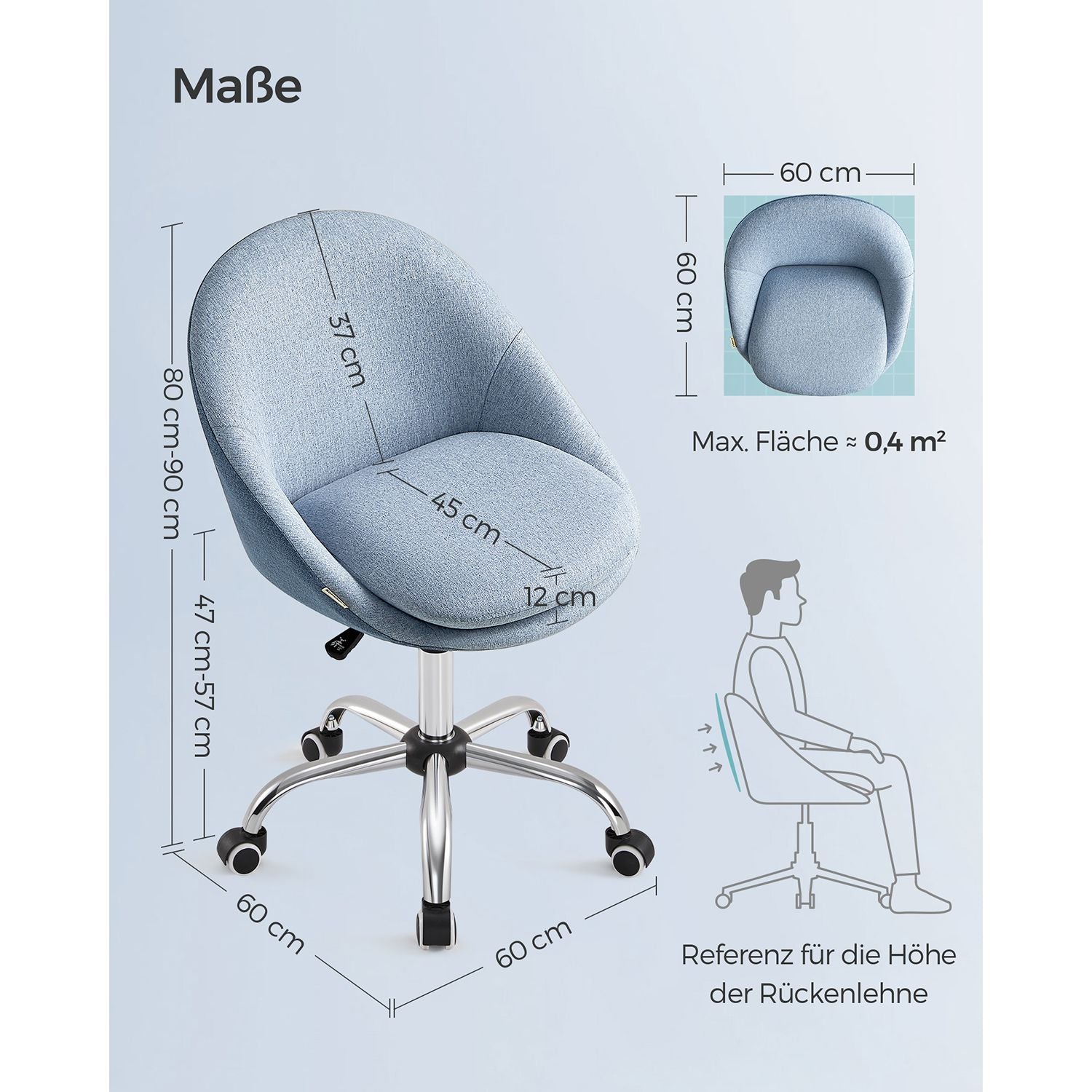 Draaistoel – comfortabele schuimvulling – blauw