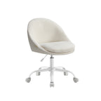Bureaustoel Van Fluweel, In Hoogte Verstelbaar Cappuccino Beige-Wolkenwit
