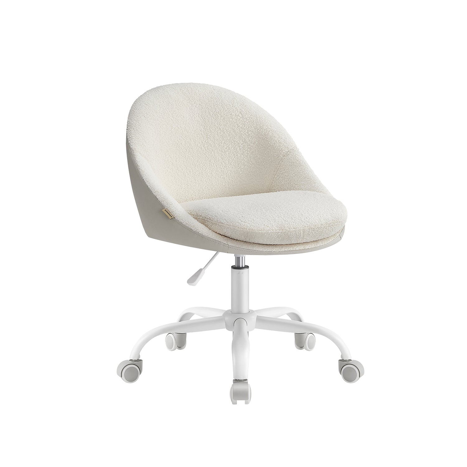 Bureaustoel Van Fluweel, In Hoogte Verstelbaar Cappuccino Beige-Wolkenwit