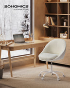 Bureaustoel Van Fluweel, In Hoogte Verstelbaar Cappuccino Beige-Wolkenwit