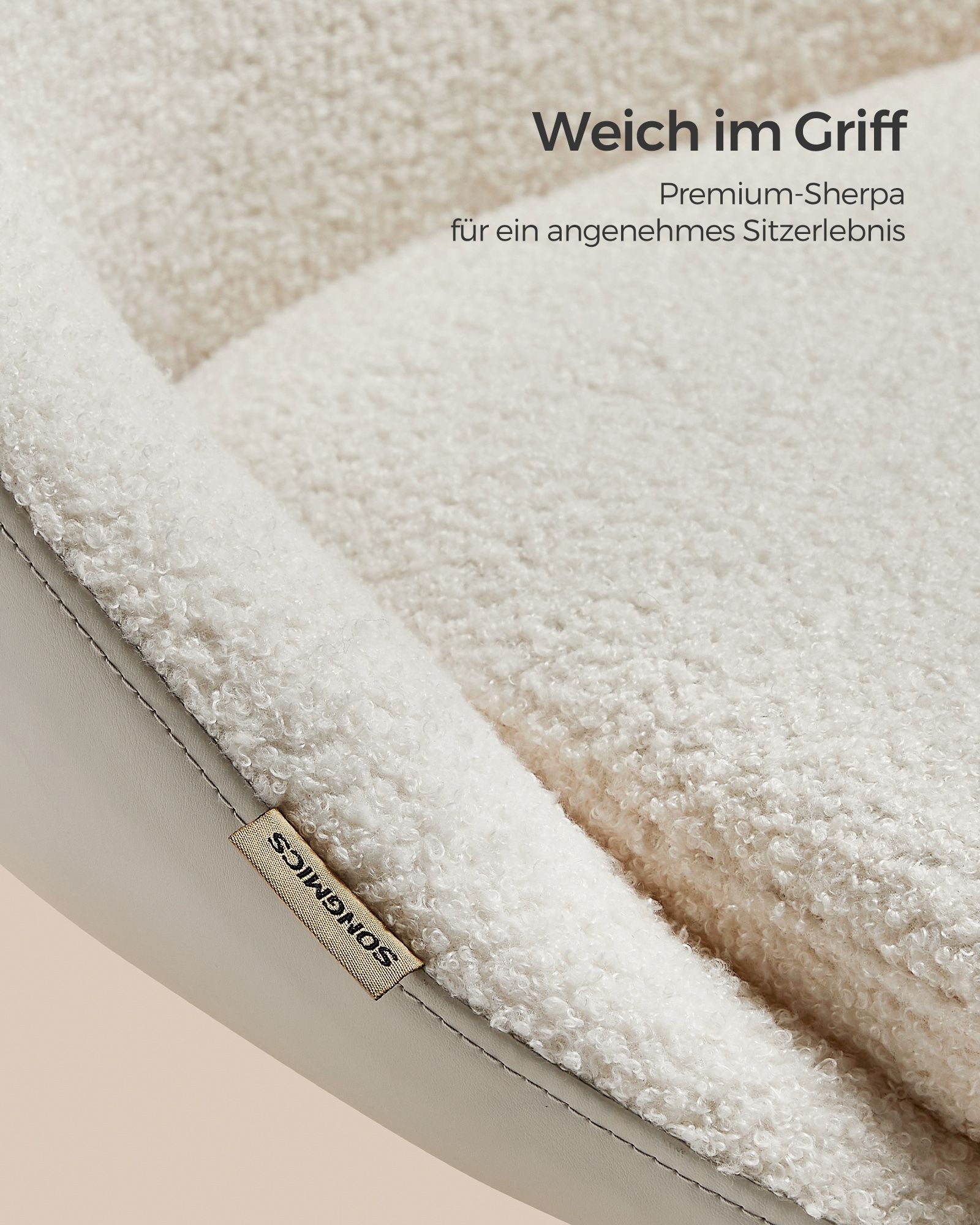 Bureaustoel Van Fluweel, In Hoogte Verstelbaar Cappuccino Beige-Wolkenwit
