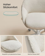 Bureaustoel Van Fluweel, In Hoogte Verstelbaar Cappuccino Beige-Wolkenwit