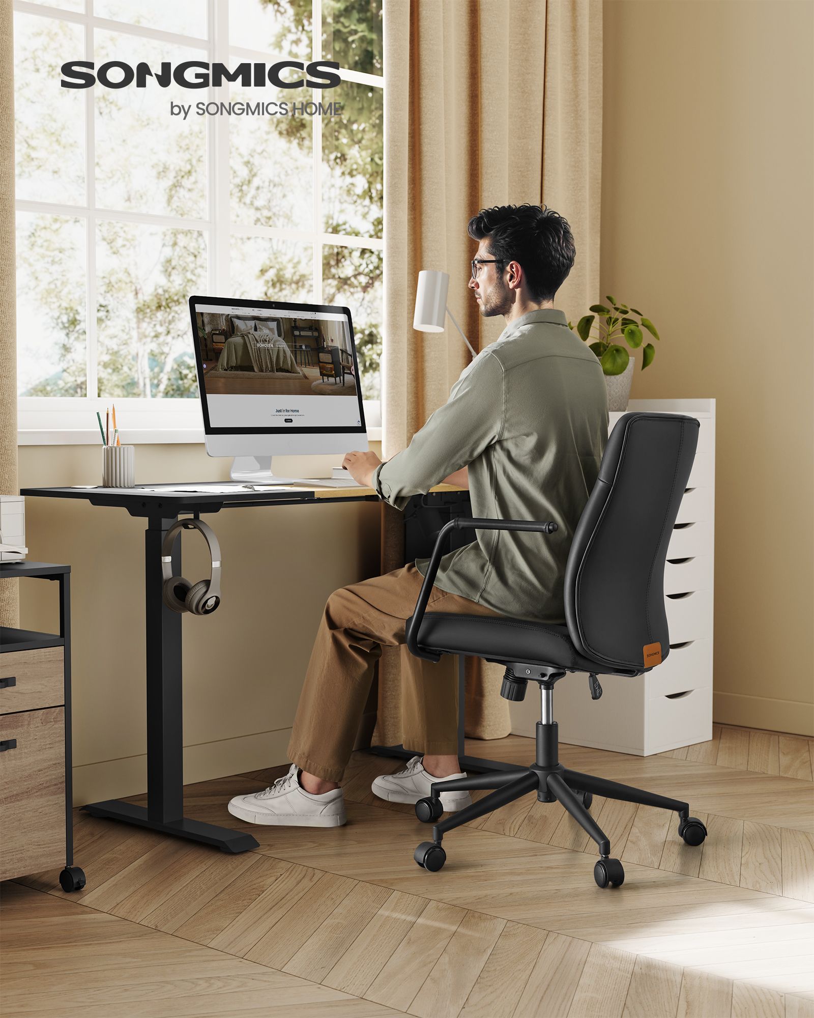 Ergonomische Bureaustoel – Inktzwart – 360° draaifunctie – Max. 150 kg