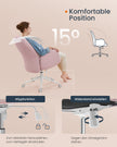 Ergonomische Bureaustoel – Pastelroze - Met armleuningen – tot 150 kg belastbaar