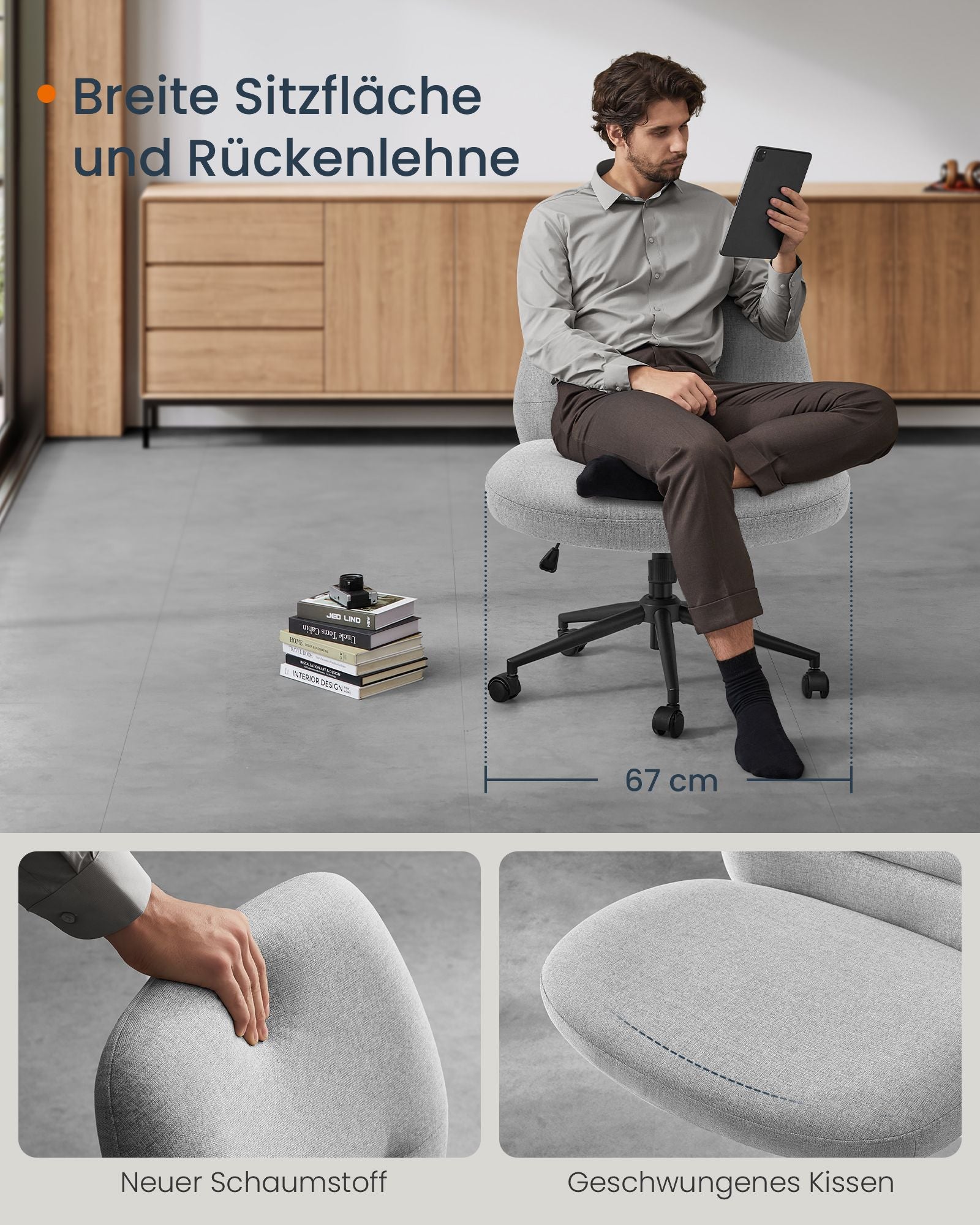 Bureaustoel – Brede Zitting – Duifgrijs