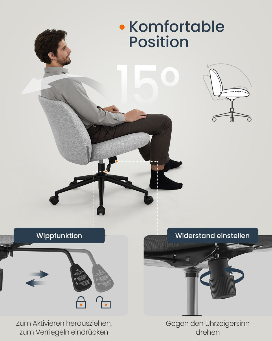 Bureaustoel – Brede Zitting – Duifgrijs