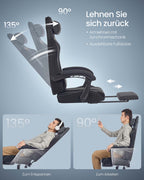 Gamingstoel – Ergonomisch – Met Voetenbank en Verenkussen – Zwart