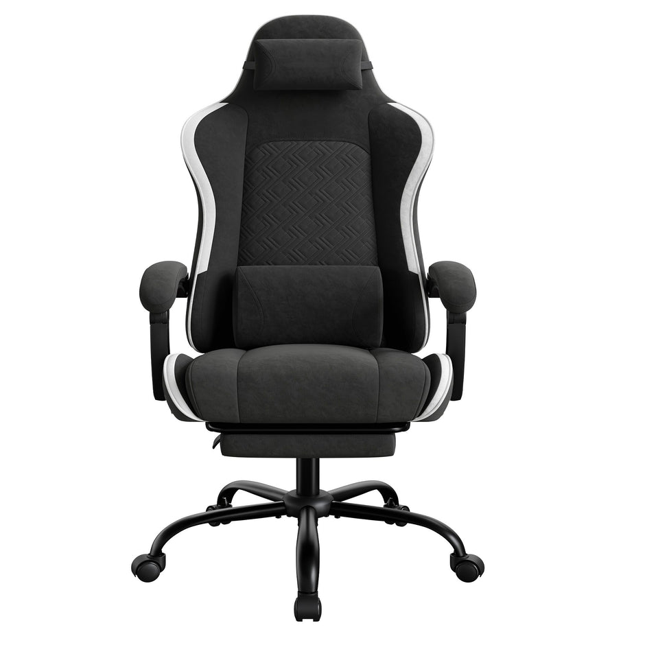 Gamingstoel – Ergonomisch – Pocketvering Zitkussen – Uitschuifbare Voetensteun – Tot 150 kg – Zwart