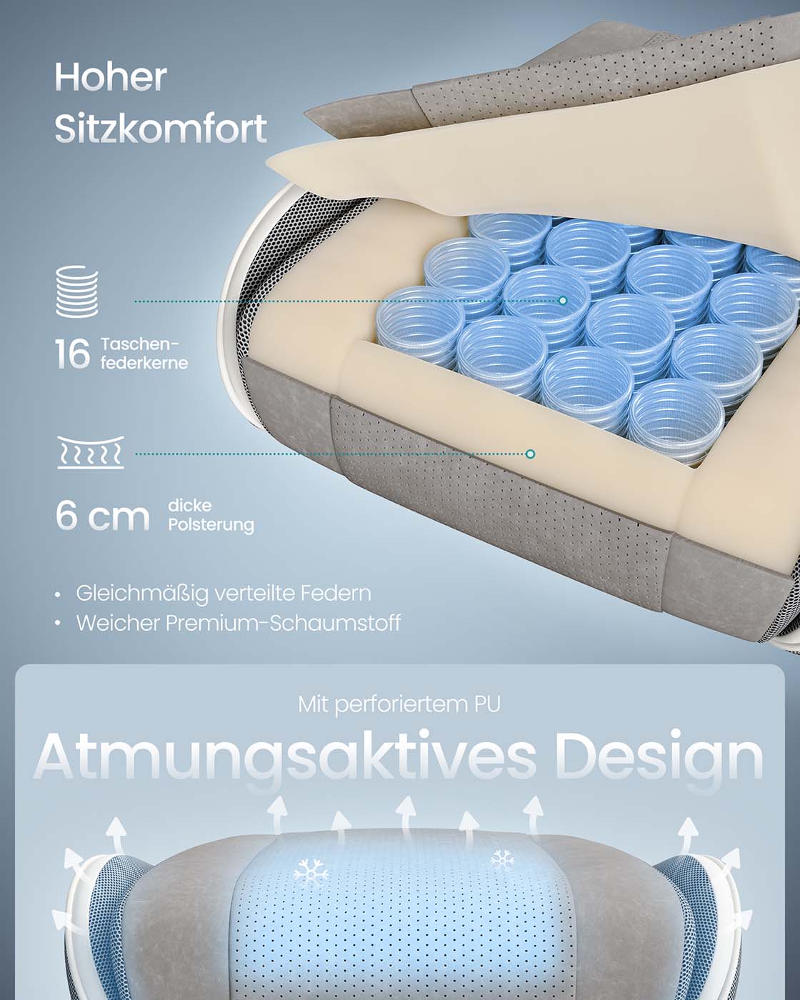 Gamingstoel – Ergonomisch – Met Voetenbank en Verenkussen – Zwart