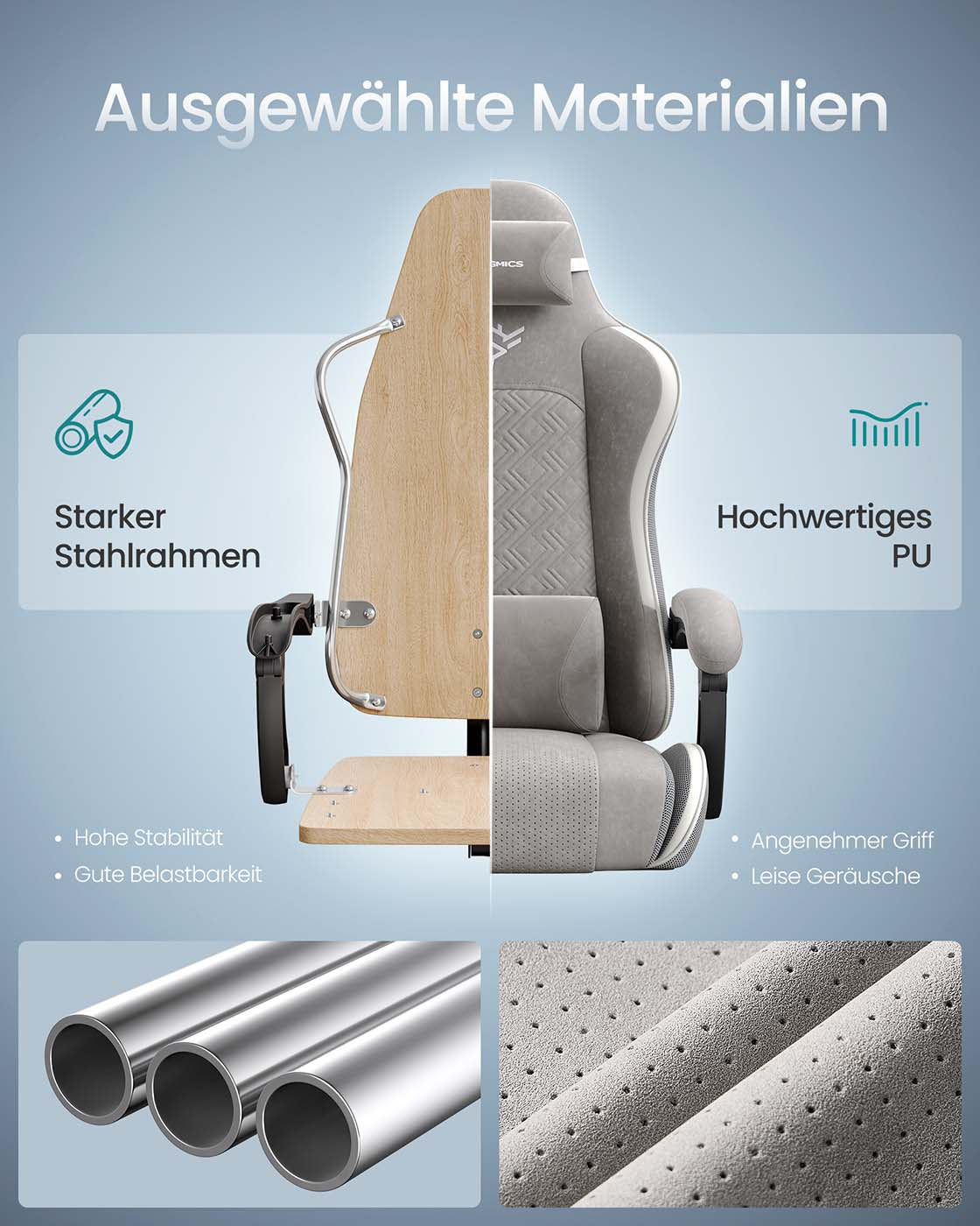 Gamingstoel – Ergonomisch – Met Voetenbank en Verenkussen – Zwart