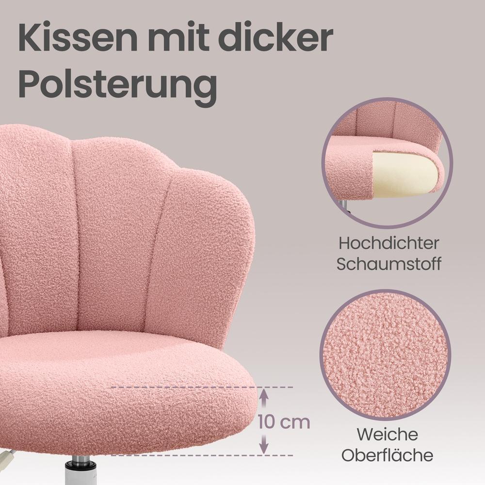 Kaptafelstoel - Draaibaar - Bloemvormige Rugleuning - In Hoogte Verstelbaar - Pastelroze