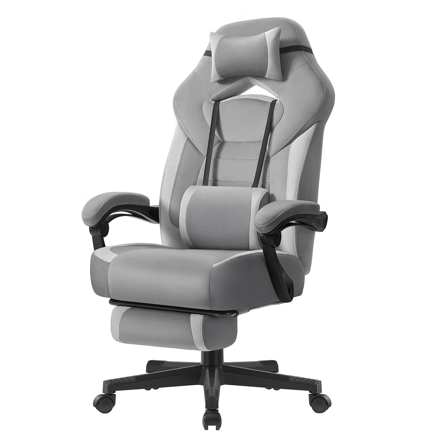 Gamingstoel - Ergonomisch - Met Voetensteun - Verstelbare Hoofdsteun - Grijs
