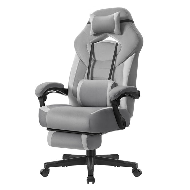 Gamingstoel - Ergonomisch - Met Voetensteun - Verstelbare Hoofdsteun - Grijs