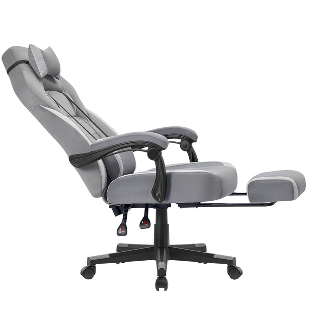 Gamingstoel - Ergonomisch - Met Voetensteun - Verstelbare Hoofdsteun - Grijs