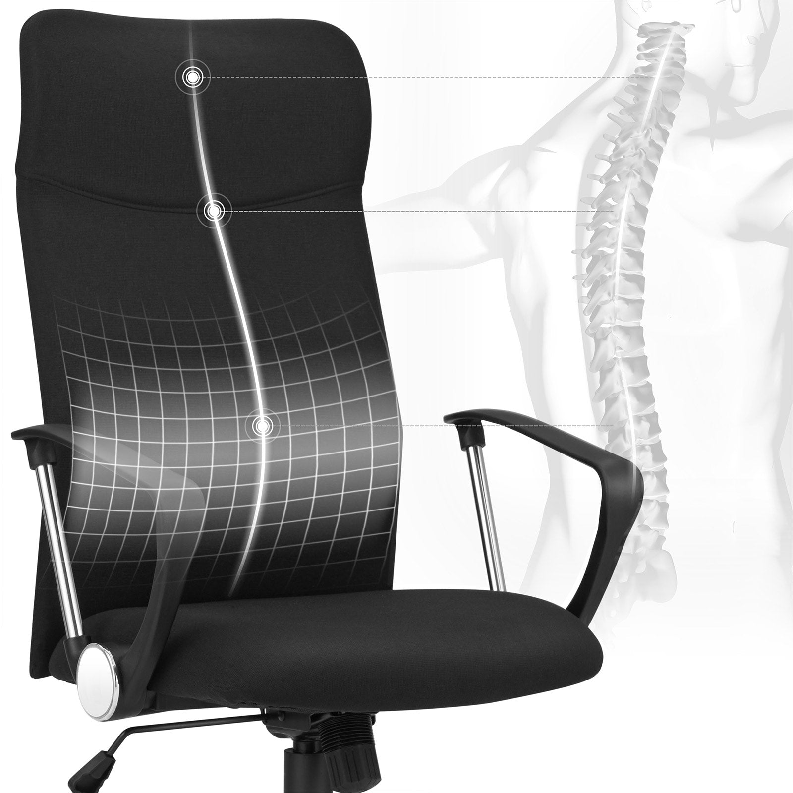 Bureaustoel - Ergonomische kantoorstoel - Computerstoel - Zwart