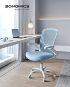 Bureaustoel – ergonomisch – met opklapbare armleuningen – mistblauw