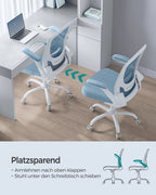 Bureaustoel – ergonomisch – met opklapbare armleuningen – mistblauw