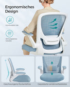 Bureaustoel – ergonomisch – met opklapbare armleuningen – mistblauw