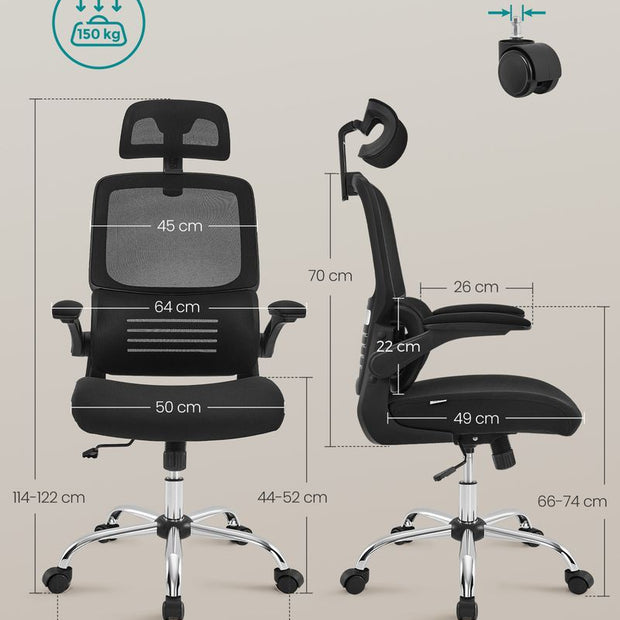 Ergonomische bureaustoel  – Met verstelbare hoofdsteun – 140 kg belastbaar