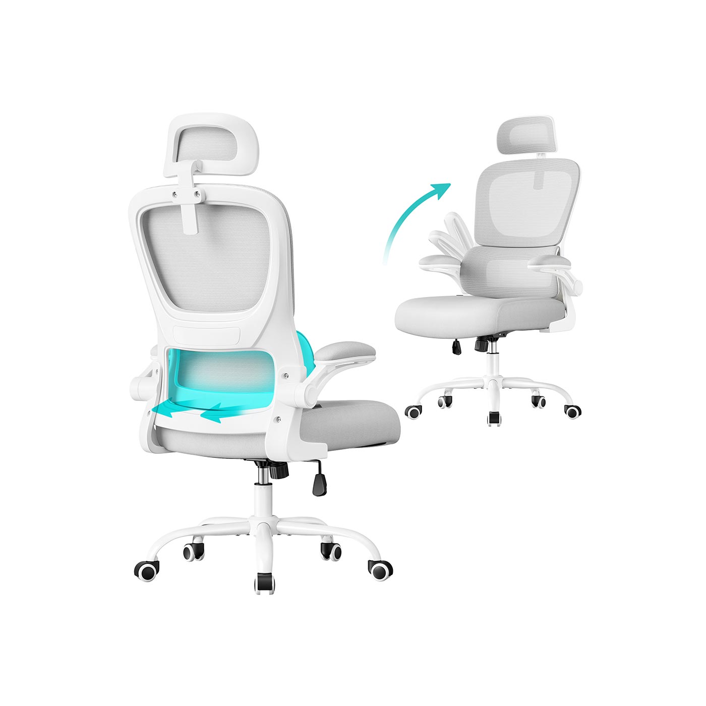 Ergonomische Bureaustoel – Staal en polyester – Belastbaar tot Max. 120 kg