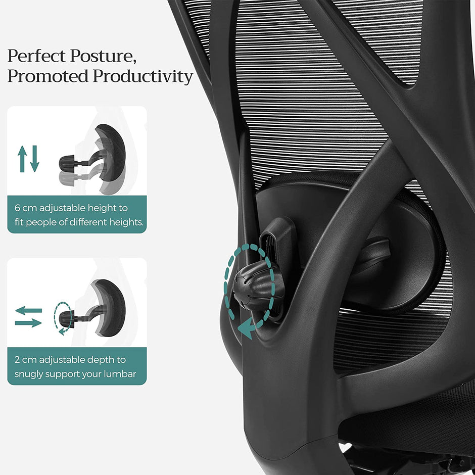Bureaustoel – Ergonomisch U-vormig kussen – Met verstelbare rugleuning – 360° roteerfunctie