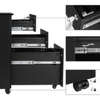 Ladeblok – Mobiele container met wielen en slot – Zwart