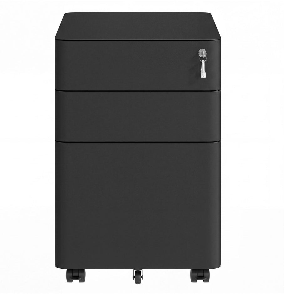 Rolcontainer - 3 Lades - Staal - Op Wielen - Zwart