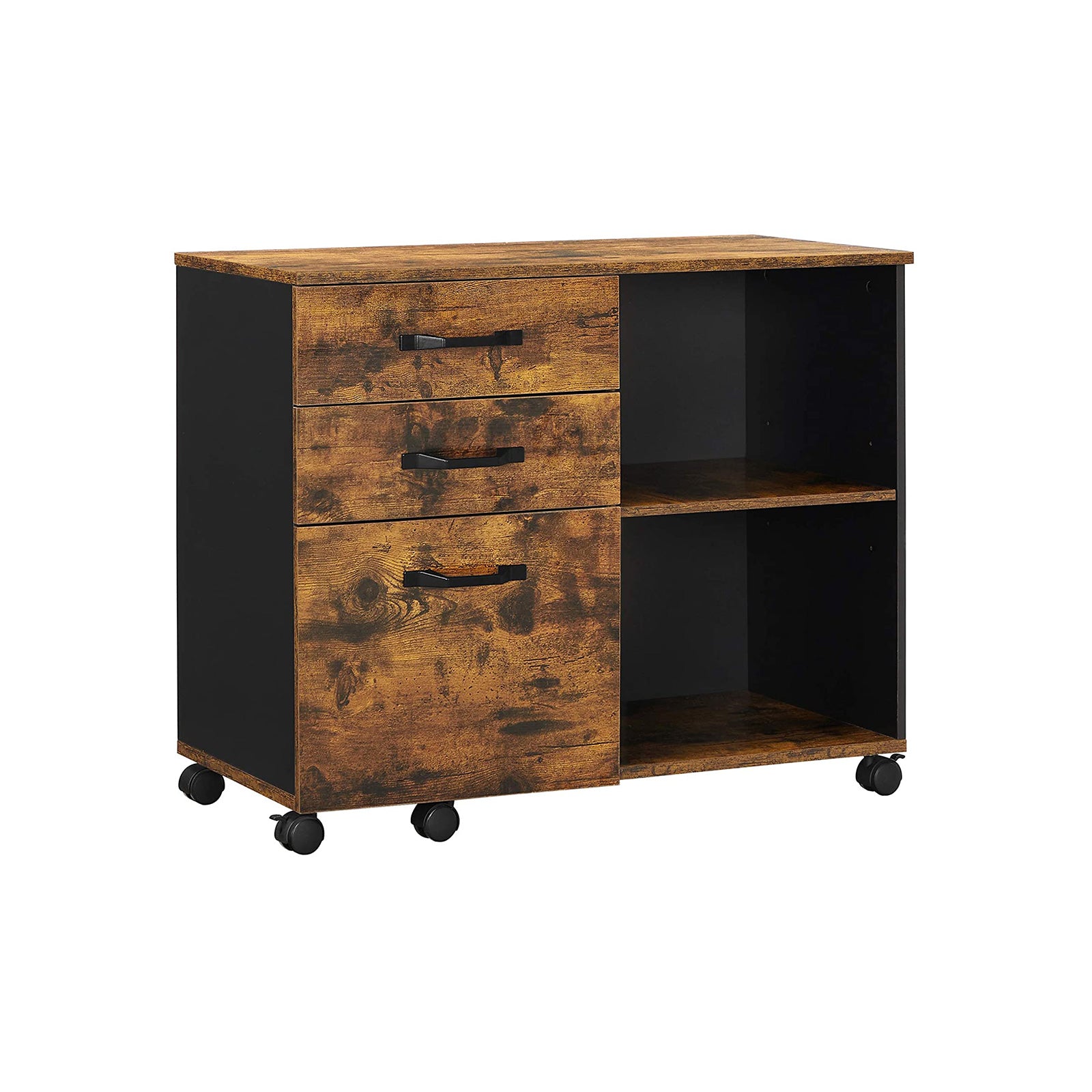 Archiefkast - Boekenkast - Opbergkast op wielen - Vintage bruin