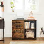 Archiefkast - Boekenkast - Opbergkast op wielen - Vintage bruin