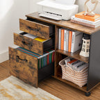 Archiefkast - Boekenkast - Opbergkast op wielen - Vintage bruin