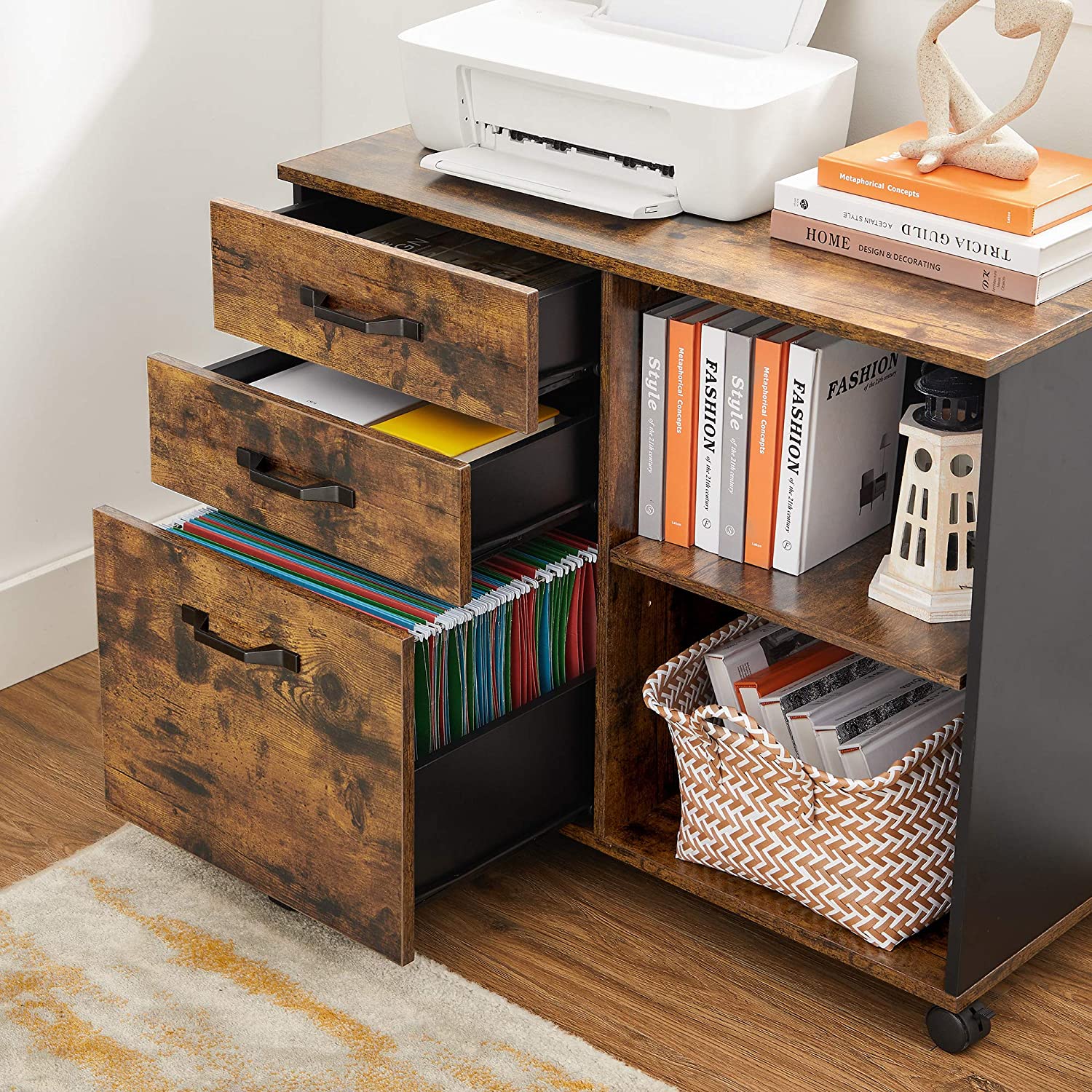 Archiefkast - Boekenkast - Opbergkast op wielen - Vintage bruin