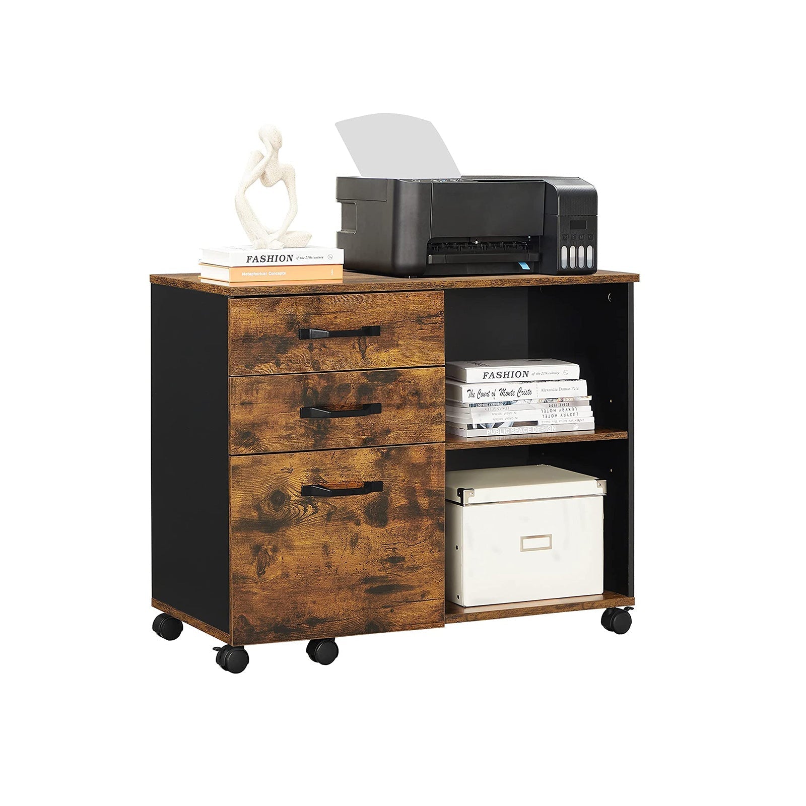 Archiefkast - Boekenkast - Opbergkast op wielen - Vintage bruin