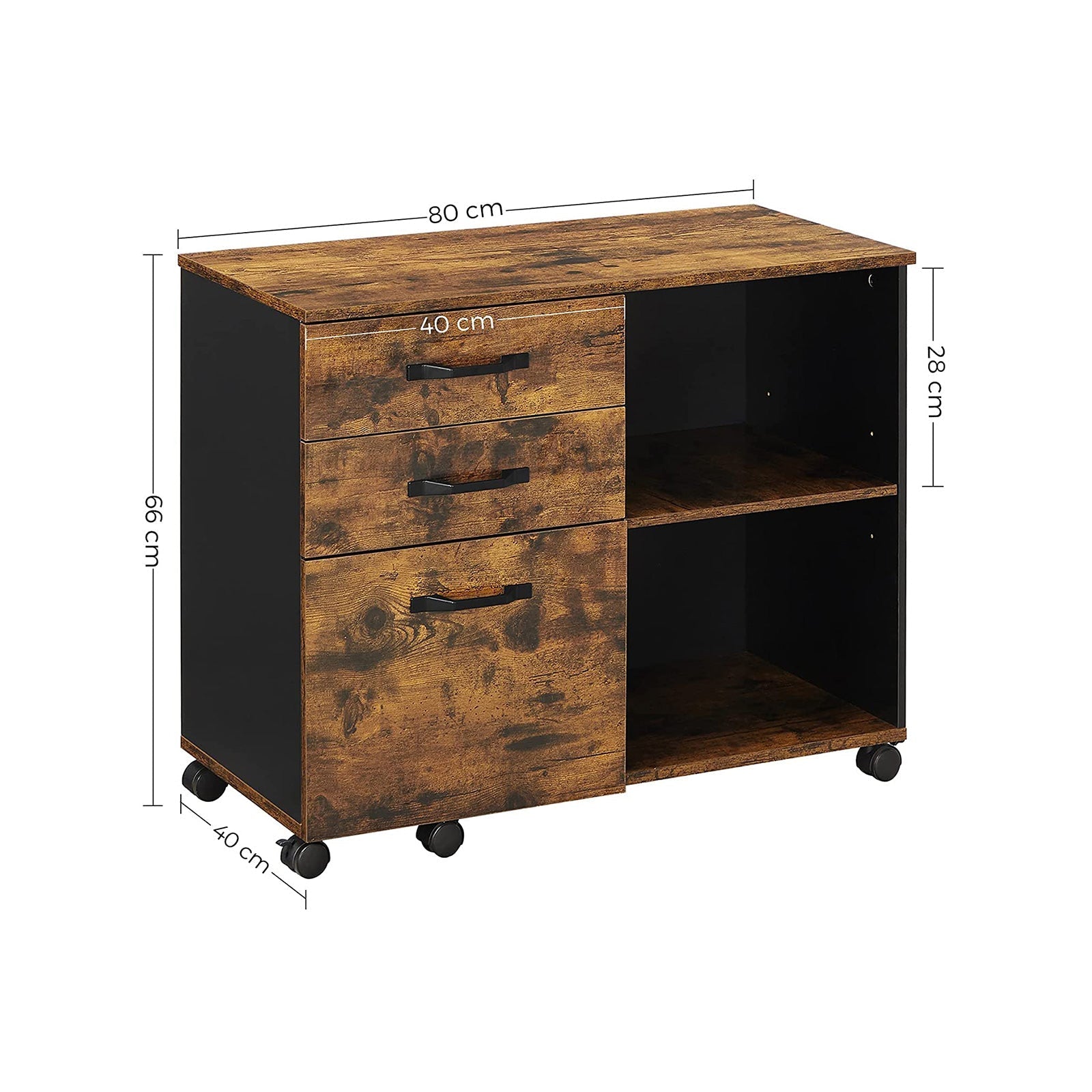 Archiefkast - Boekenkast - Opbergkast op wielen - Vintage bruin