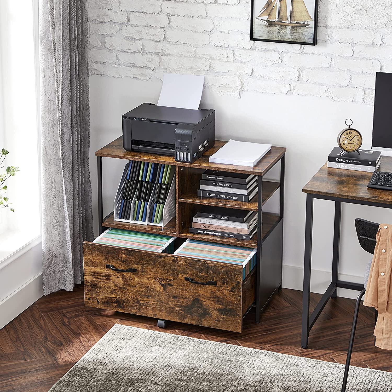 Archiefkast – industriële stijl – vintage bruin-zwart