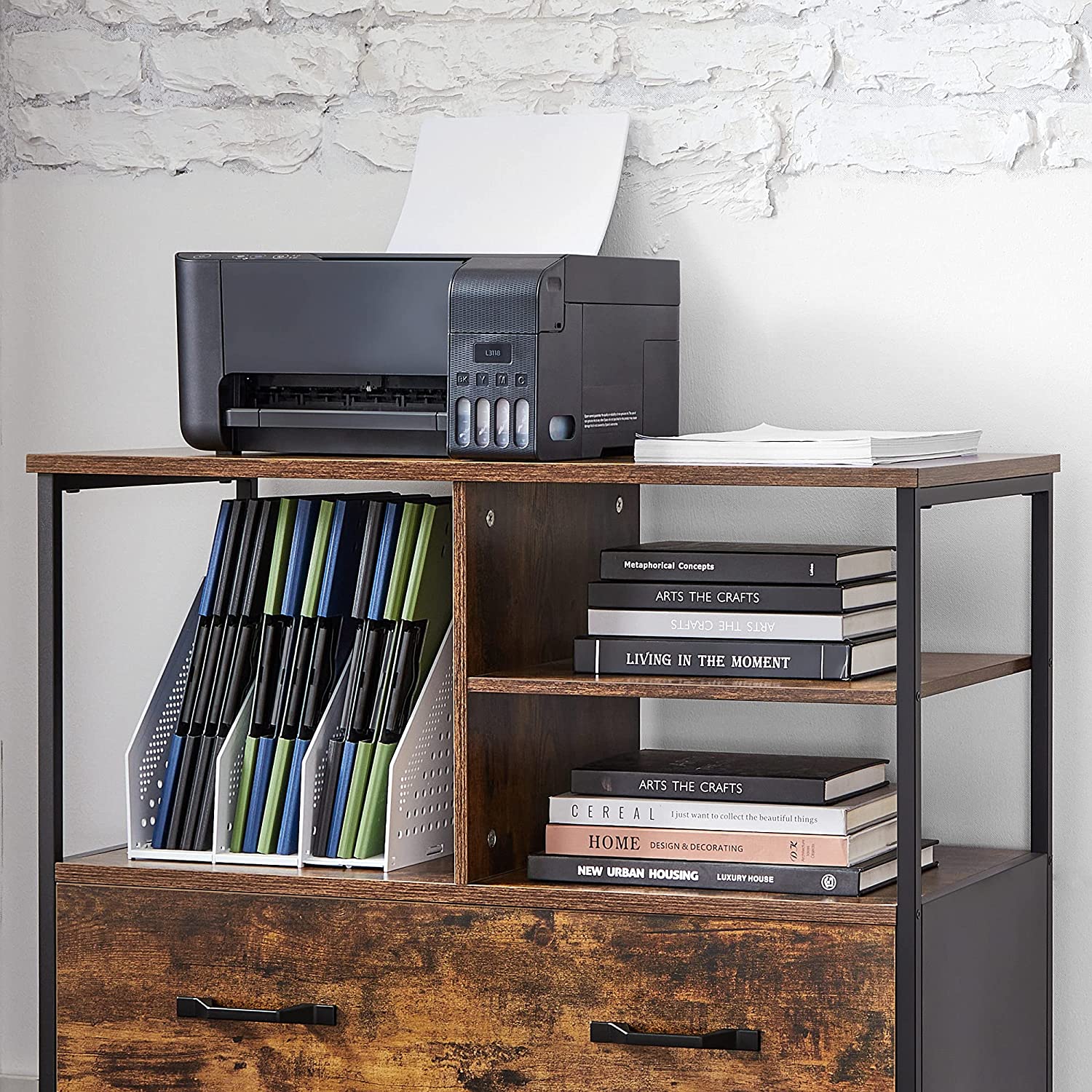 Archiefkast – industriële stijl – vintage bruin-zwart