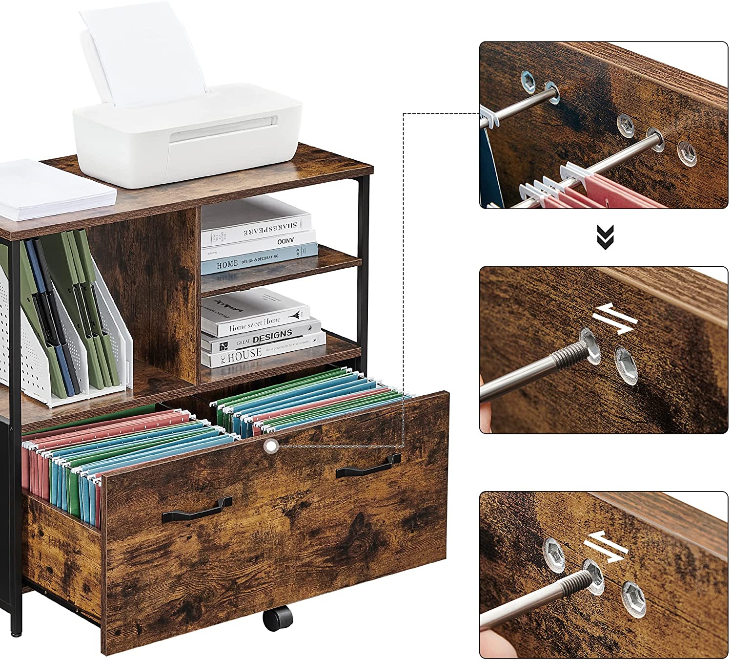Archiefkast – industriële stijl – vintage bruin-zwart