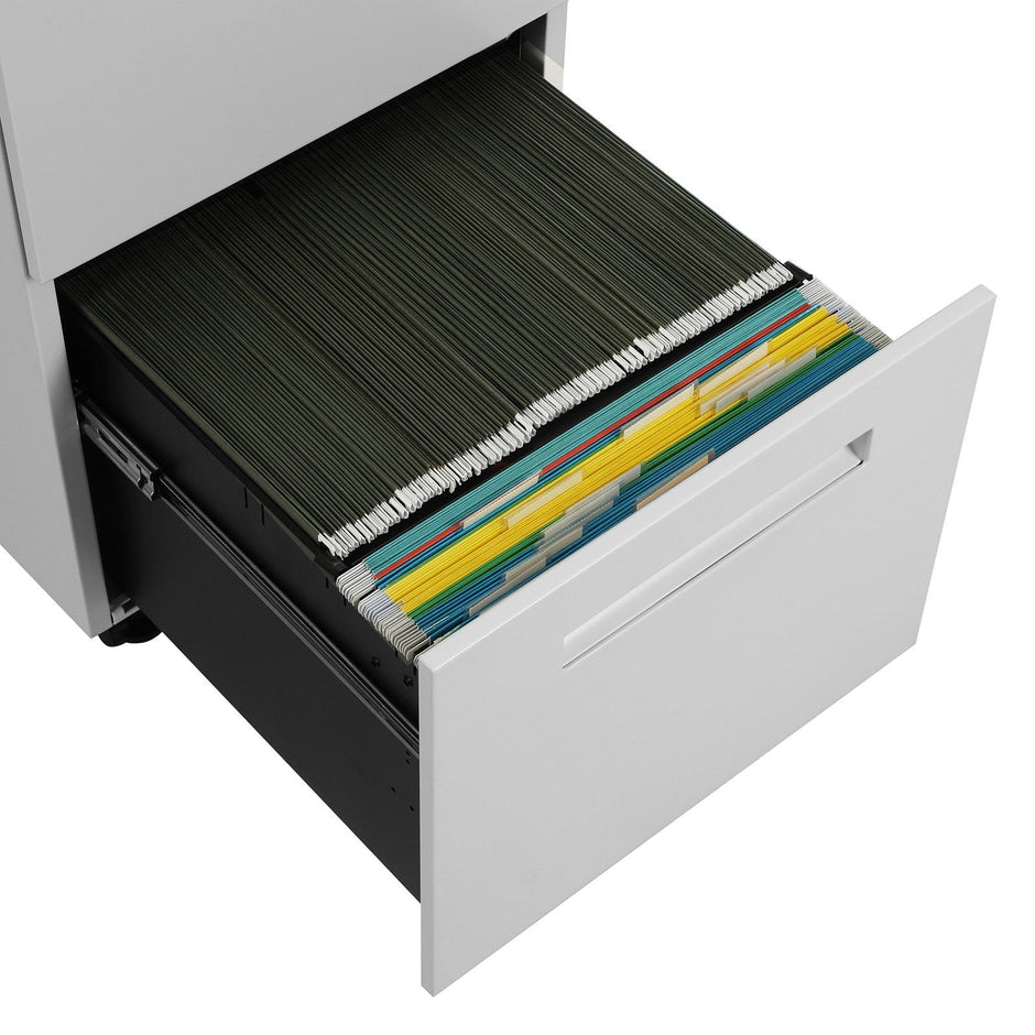 Archiefkast met 2 lades – Tot 23 kg draagvermogen – Met wielen – Staal – Wit