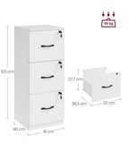 Archiefkast – met 3 afsluitbare lades – wolkwit