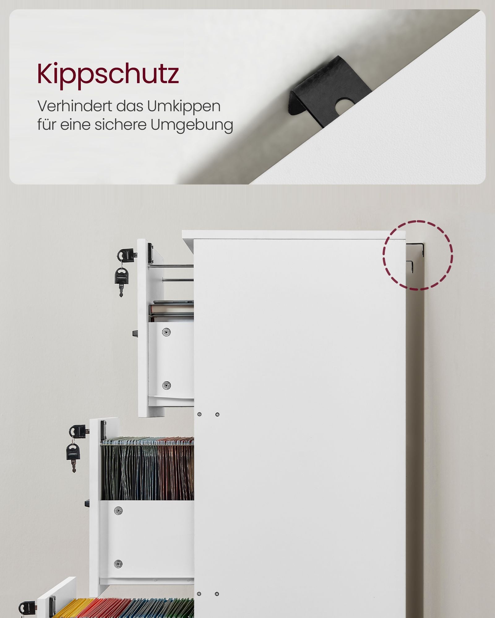 Archiefkast – met 3 afsluitbare lades – wolkwit